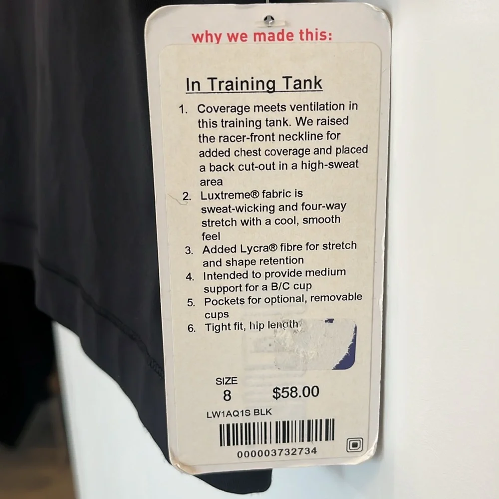 Lululemon in Training Tank size 8 BNWT - Picture 2 of 6